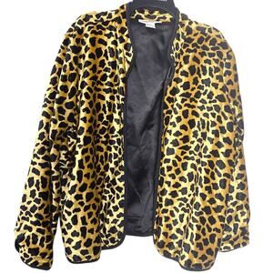 Serengeti Catalog Women XL Velvet Leopard Jacket Cardigan Open Front Mobwife